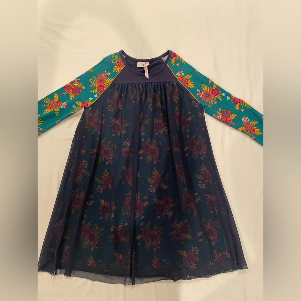 EUC Matilda Jane 435 Navy, Green and Floral Dress Size 10